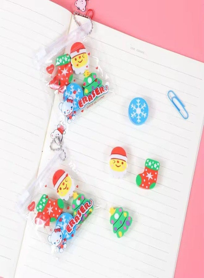 Le Delite Christmas Erasers Set - Pack of 10 Cute Kawaii Santa Claus & Christmas Tree Shaped Erasers | Fun School Stationery & Reward Gifts for Kids - Image 4